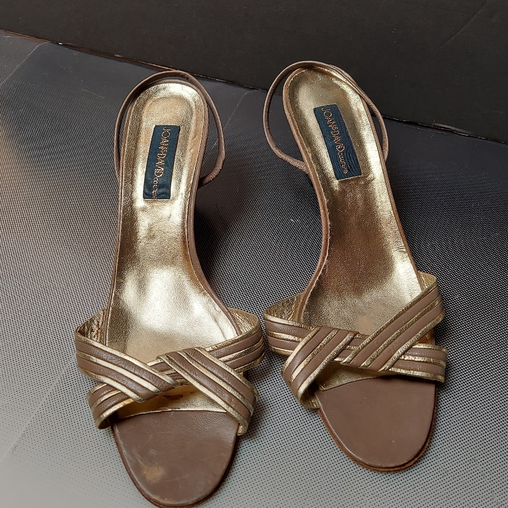 Joan and David gold taupe dance sandals